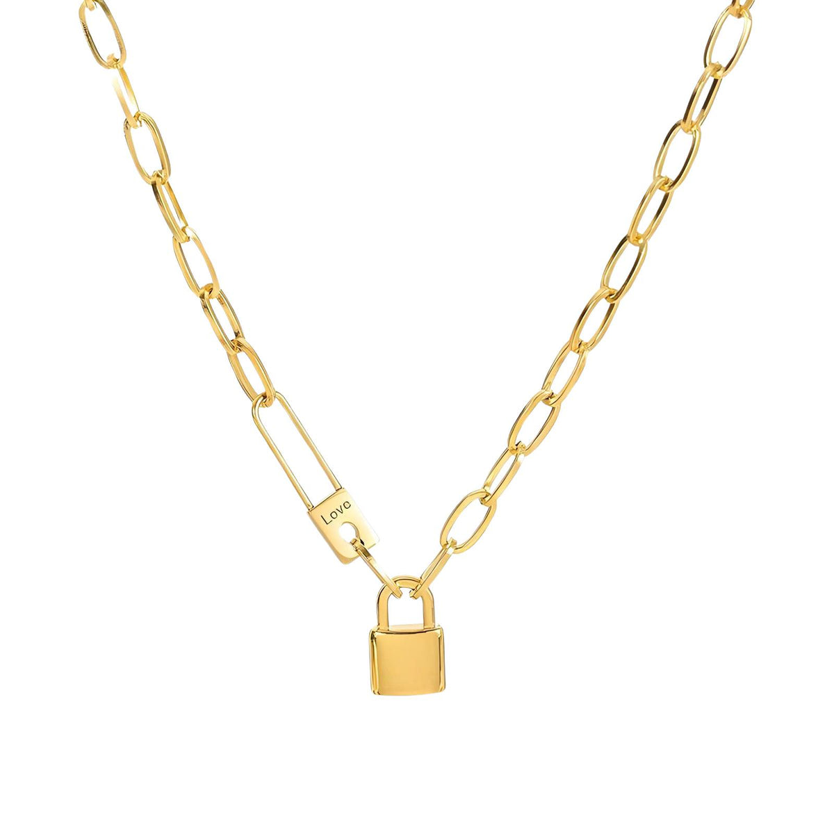 Lock PVD Gold-Plated Stainless Steel Necklace
