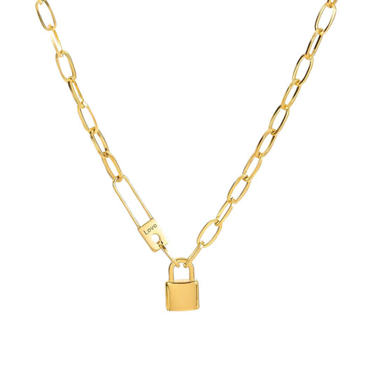 Lock PVD Gold-Plated Stainless Steel Necklace