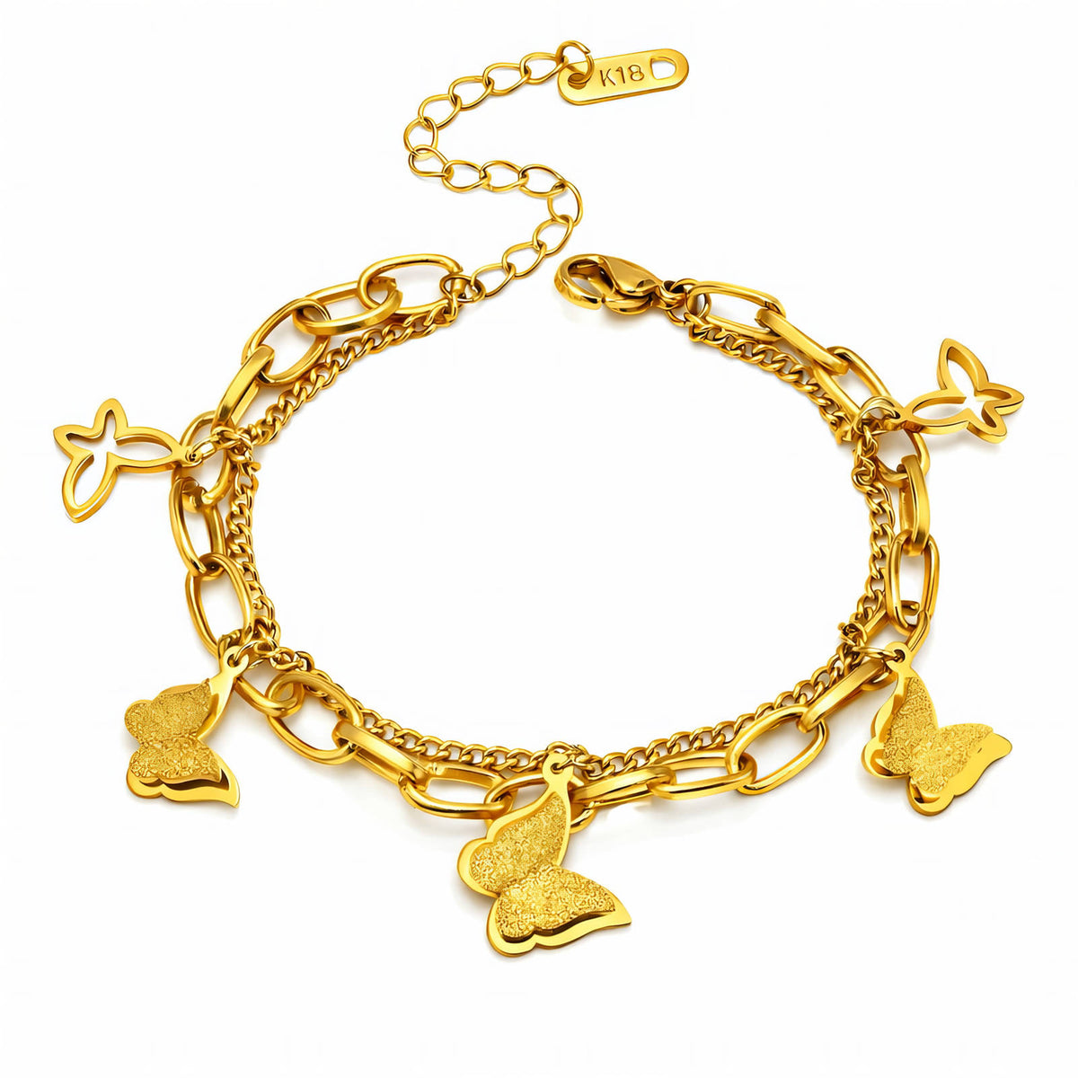 Butterflies Gold-Plated Stainless Steel Bracelet
