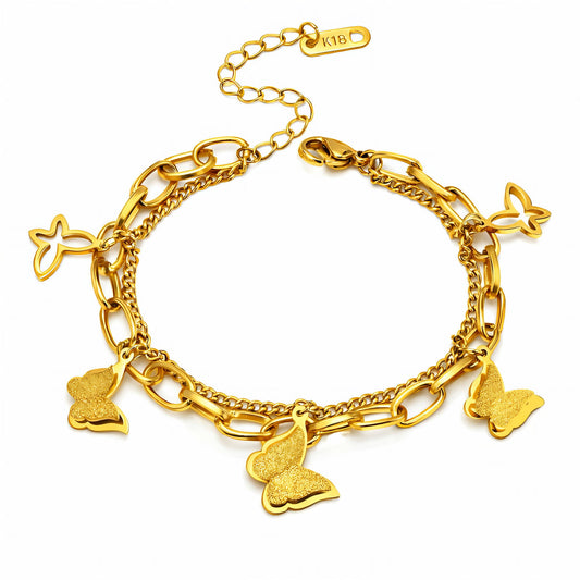 Butterflies Gold-Plated Stainless Steel Bracelet