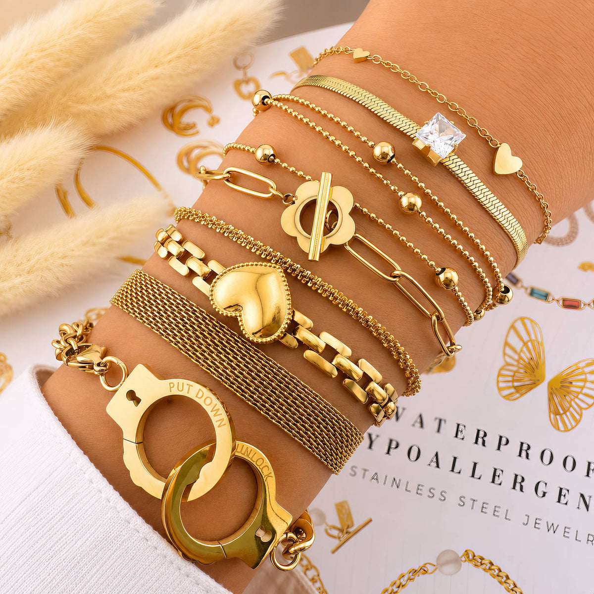 Flower Gold-Plated Stainless Steel Bracelet