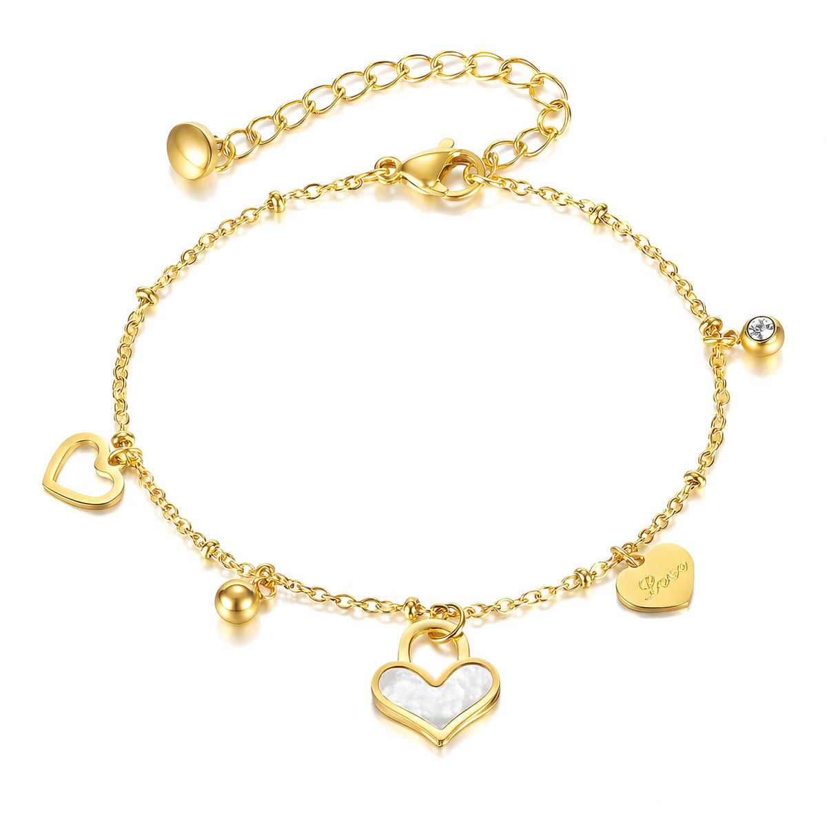 Hearts Gold-Plated Stainless Steel Bracelet