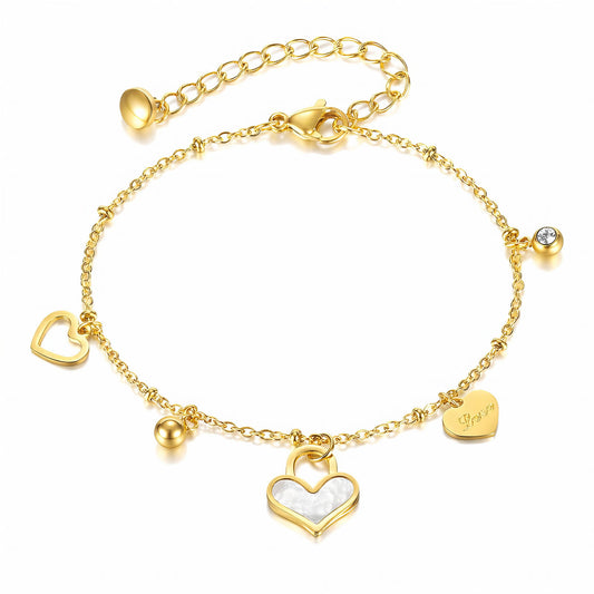 Hearts Gold-Plated Stainless Steel Bracelet
