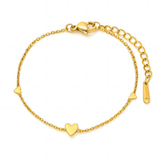 Hearts 18K Gold-Plated Stainless Steel Bracelet