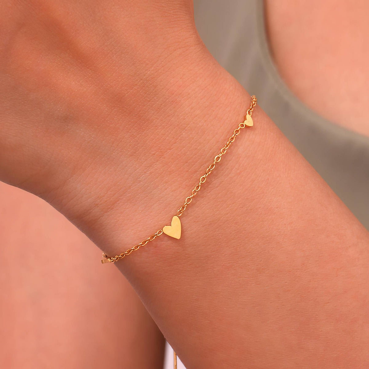 Hearts 18K Gold-Plated Stainless Steel Bracelet