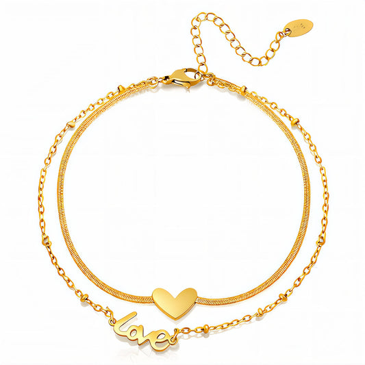 Hearts Gold-Plated Stainless Steel Anklet
