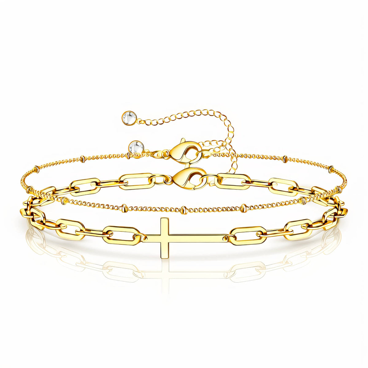 Cross PVD Gold-Plated Stainless Steel Bracelet