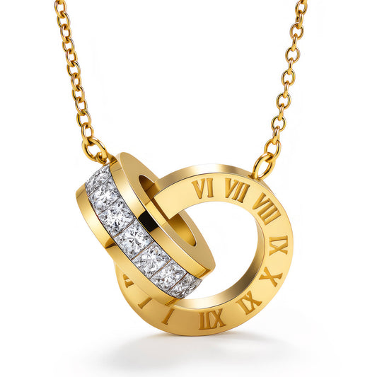Interlocking rings PVD Gold-Plated Stainless Steel Necklace