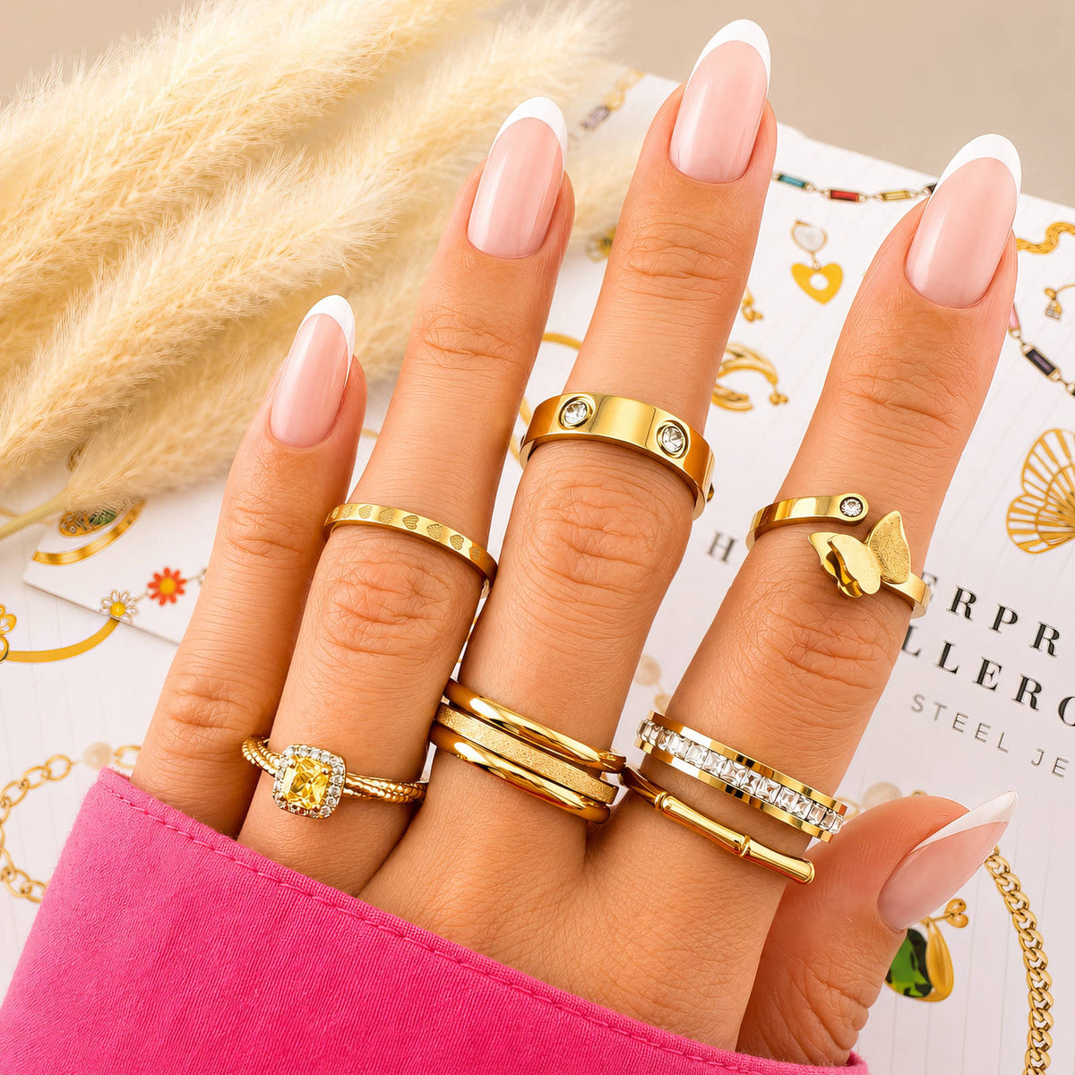 Butterfly Gold-Plated Stainless Steel Finger Ring