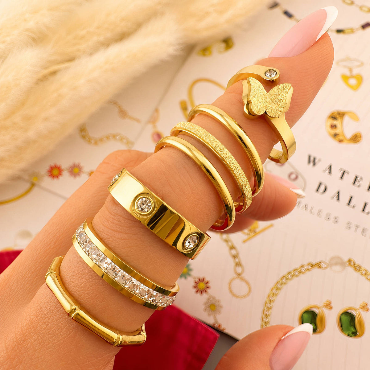Butterfly Gold-Plated Stainless Steel Finger Ring