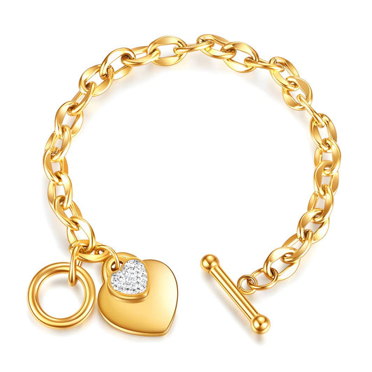 Hearts PVD Gold-Plated Stainless Steel Bracelet