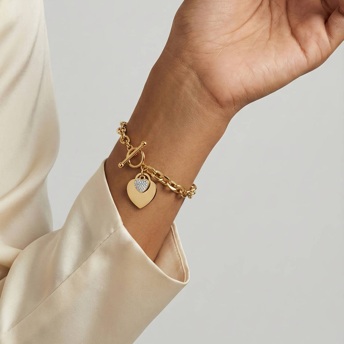 Hearts PVD Gold-Plated Stainless Steel Bracelet