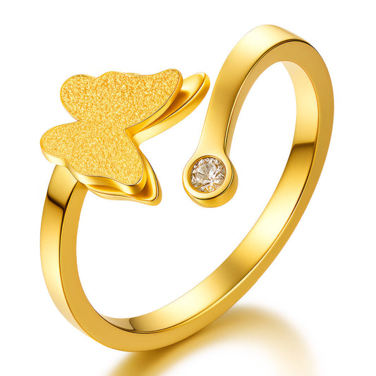 Butterfly Gold-Plated Stainless Steel Finger Ring