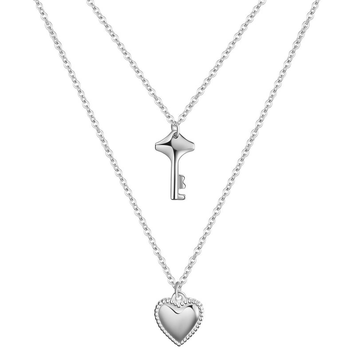 Heart and Key Stainless Steel Necklace