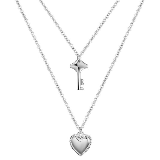 Heart and Key Stainless Steel Necklace