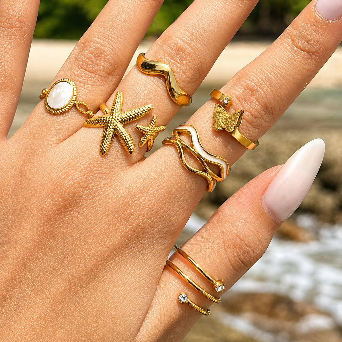 Butterfly Gold-Plated Stainless Steel Finger Ring