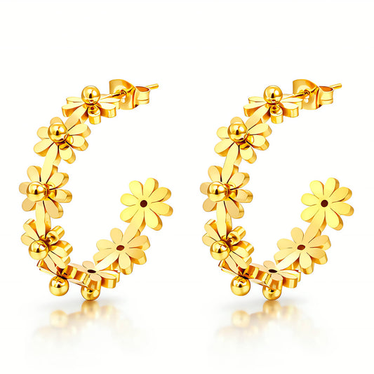 Flower Meadow Gold-Plated Stainless Steel Earrings