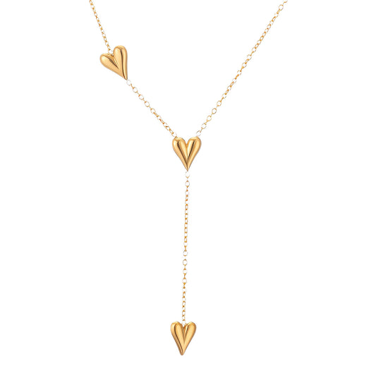 Hearts Gold-Plated Stainless Steel Necklace