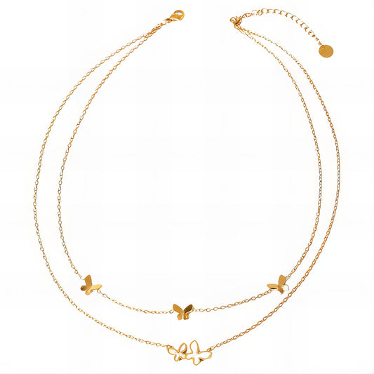 Butterflies Gold-Plated Stainless Steel Necklace
