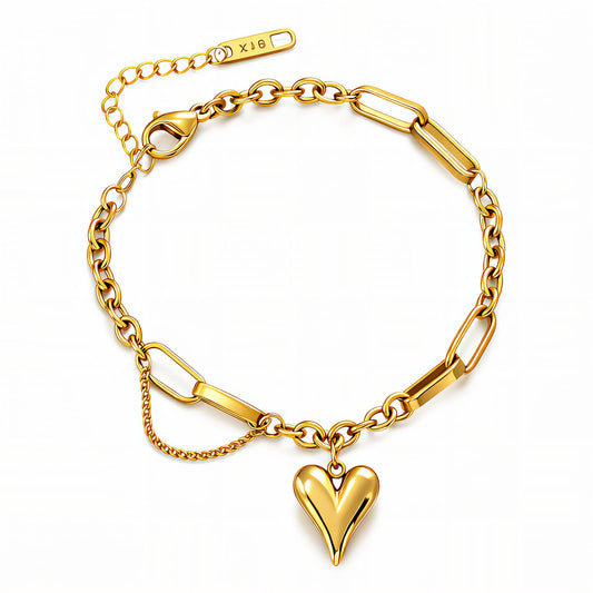 Heart Gold-Plated Stainless Steel Bracelet