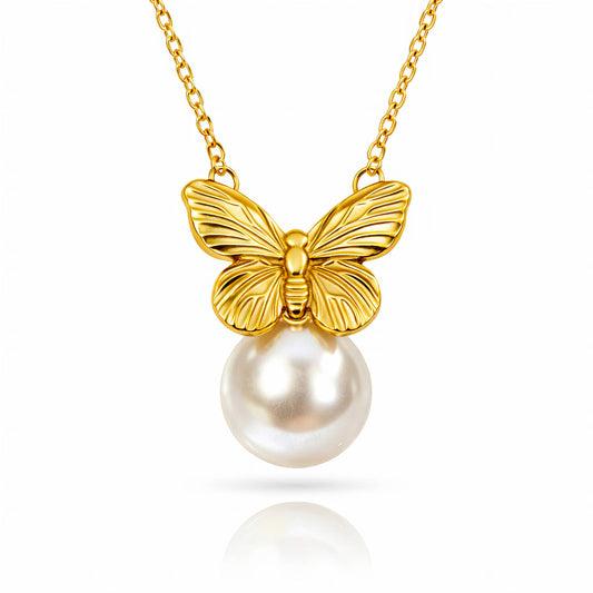 Butterfly Gold-Plated Stainless Steel Necklace
