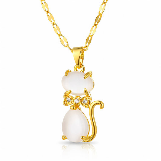 Cat Gold-Plated Brass Necklace