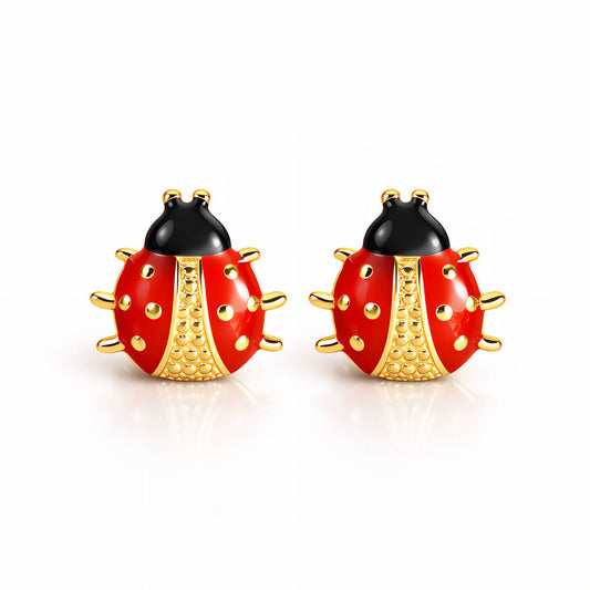 Ladybugs PVD Gold-Plated Stainless Steel Earrings