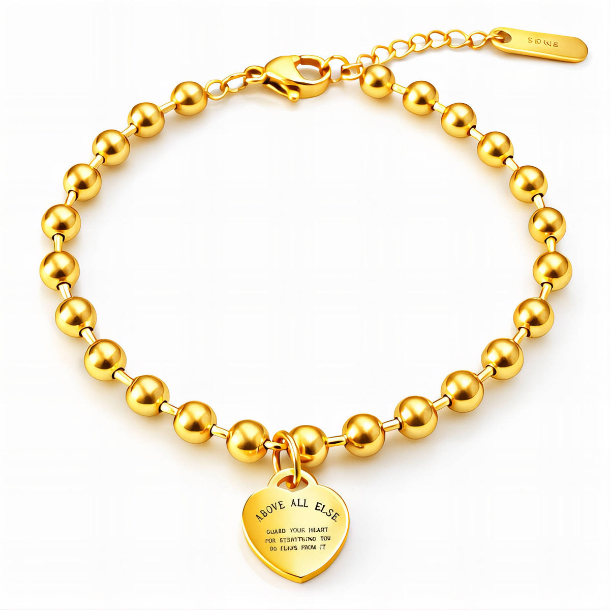 Heart Gold-Plated Stainless Steel Bracelet