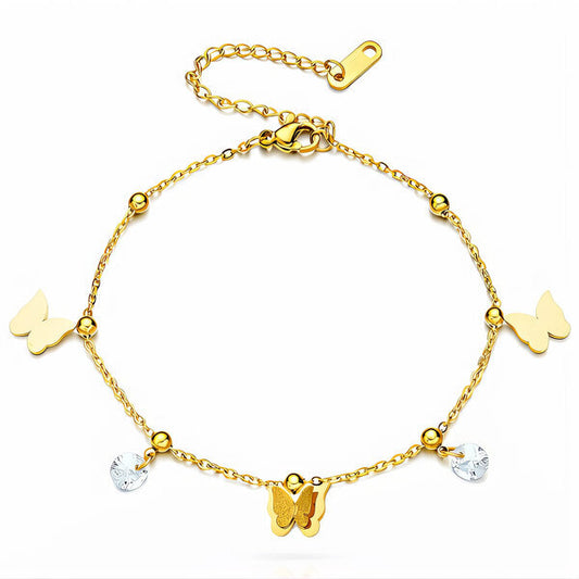 "Butterfly" Anklet, 18K Gold Plated Steel