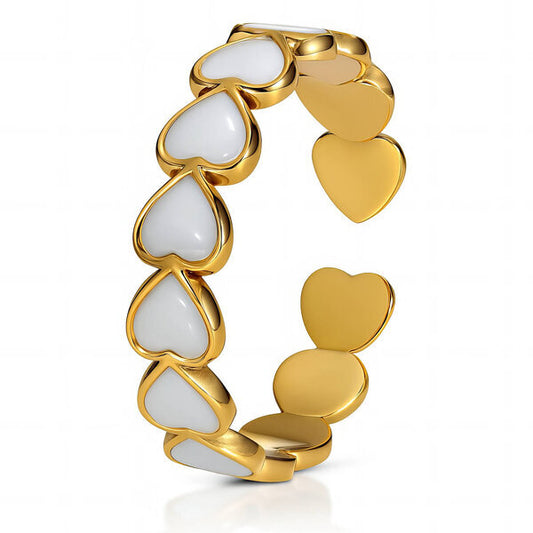 "Hearts" 18K Gold-Plated Stainless Steel Finger Ring