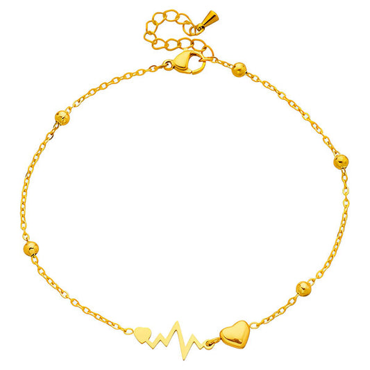 Heart 18K Gold-Plated Stainless Steel Anklet