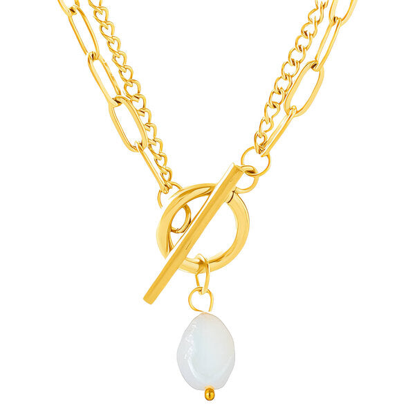 Necklace, 18K Gold Plated Steel